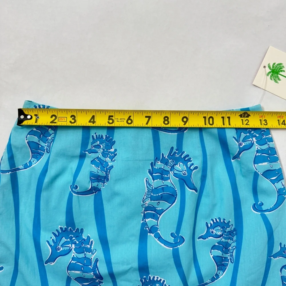 Lilly Pulitzer Skirt Vintage Seahorse White Label Promenade Aqua Blue SZ 0 - Picture 12 of 16